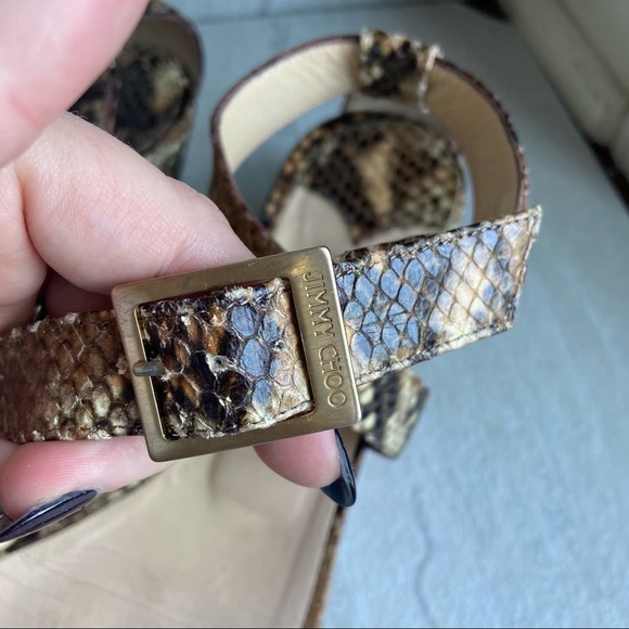 Jimmy Choo snake skin python sandal wedge size 39 (8.5) Authentic - Picture 3 of 11